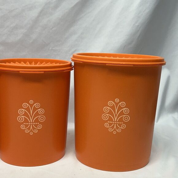 Set 4 Tupperware Canister Set Lid Orange 805-6, 805-13, 809-13, 807-12 - Picture 5 of 13